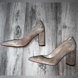 Elegant Beige Block Heel Pumps